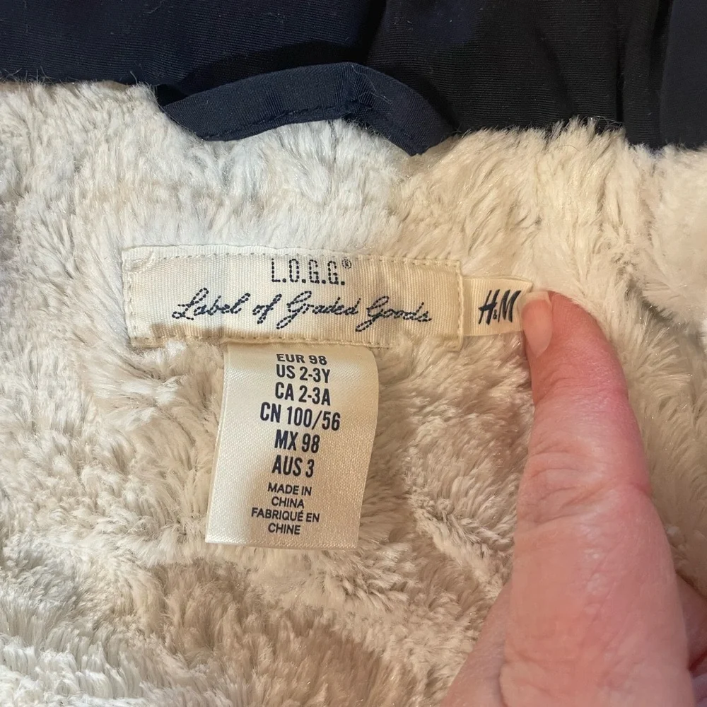 L.O.G.G. by H&M Navy Kids Fur-Lined Jacket, Size 2-3‎ Years